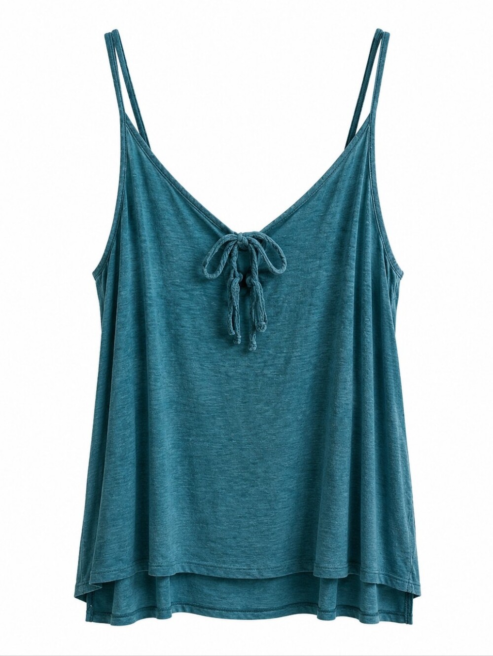 American Eagle Outfitters Teal V-Neck Spaghetti-Strap Camisole with Front Tie XL
